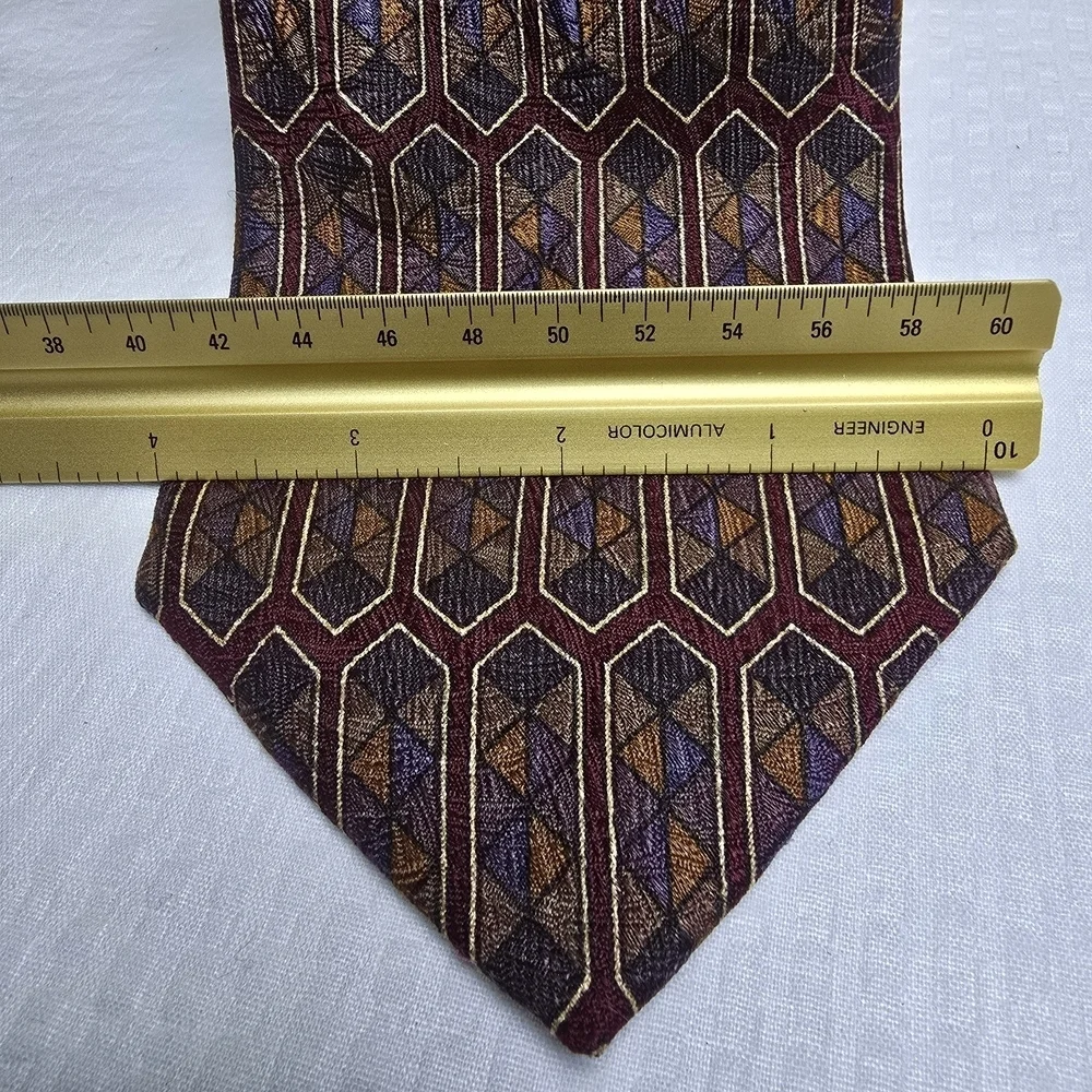 COLOURS BY ALEXANDER JULIAN MENS TIE 100% SILK, STAINED GLASS PATTERN, BLUE GOLD